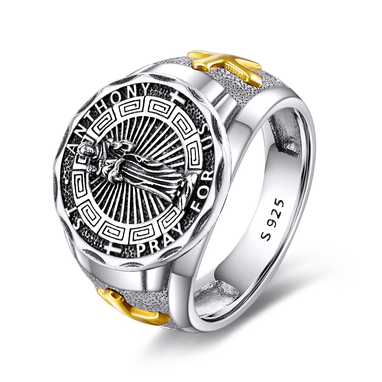 YFN Patron Saint Ring Sterling Silver Religious Protector Ring Jewelry Gifts for Women Men