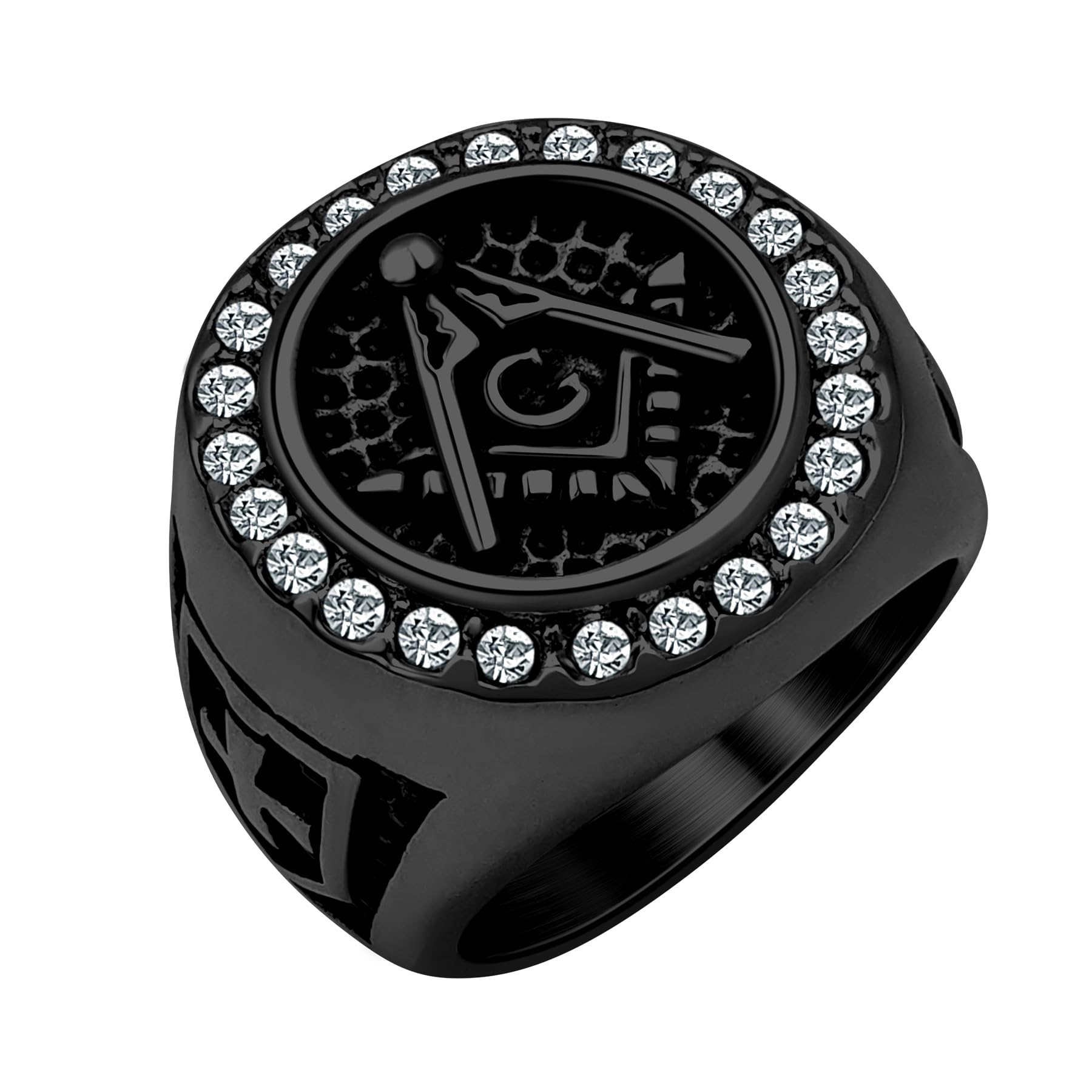 Masonic Signet Rings for Men, 316L Stainless Steel/18K Real Gold/Black Metal Freemason Jewelry, Punk Biker Mason Ring, Size 7-12