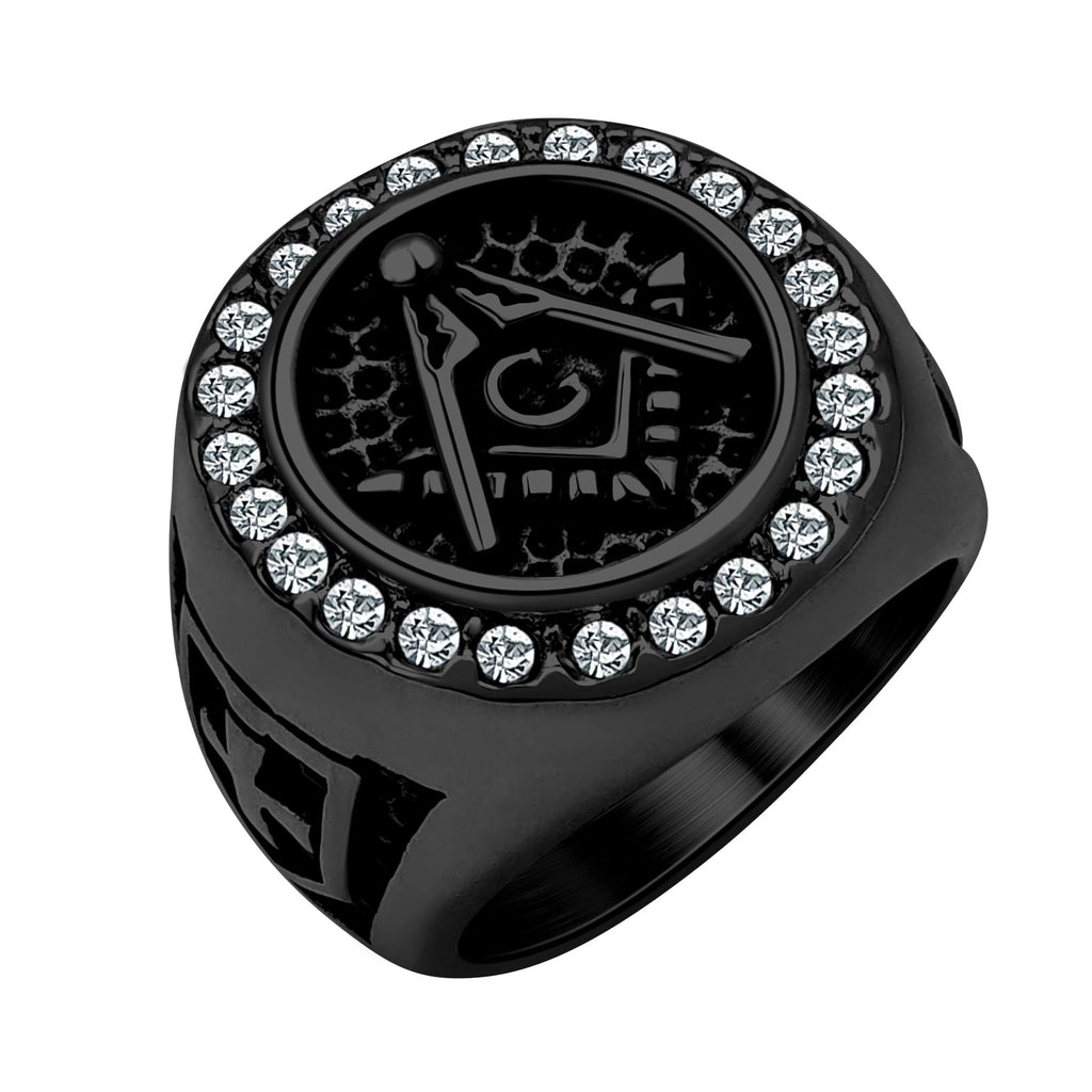 Masonic Signet Rings for Men, 316L Stainless Steel/18K Real Gold/Black Metal Freemason Jewelry, Punk Biker Mason Ring, Size 7-12