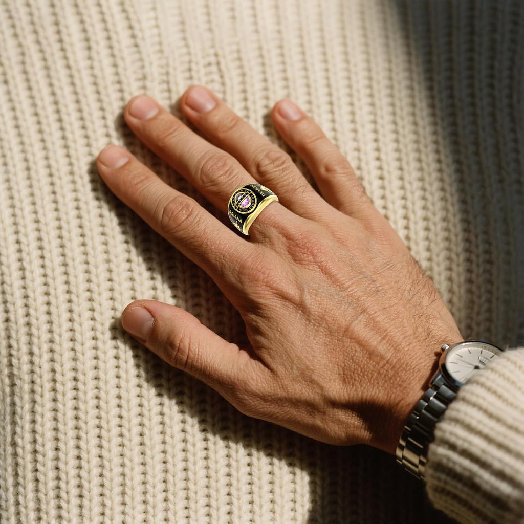 2025 Class Personalized Custom Ring for Men Women, 925 Sterling Silver/10K 14K 18K Gold Birthstone/Emerald/Sapphire Class High School College Graduation Gift Championship Rings for Him Her