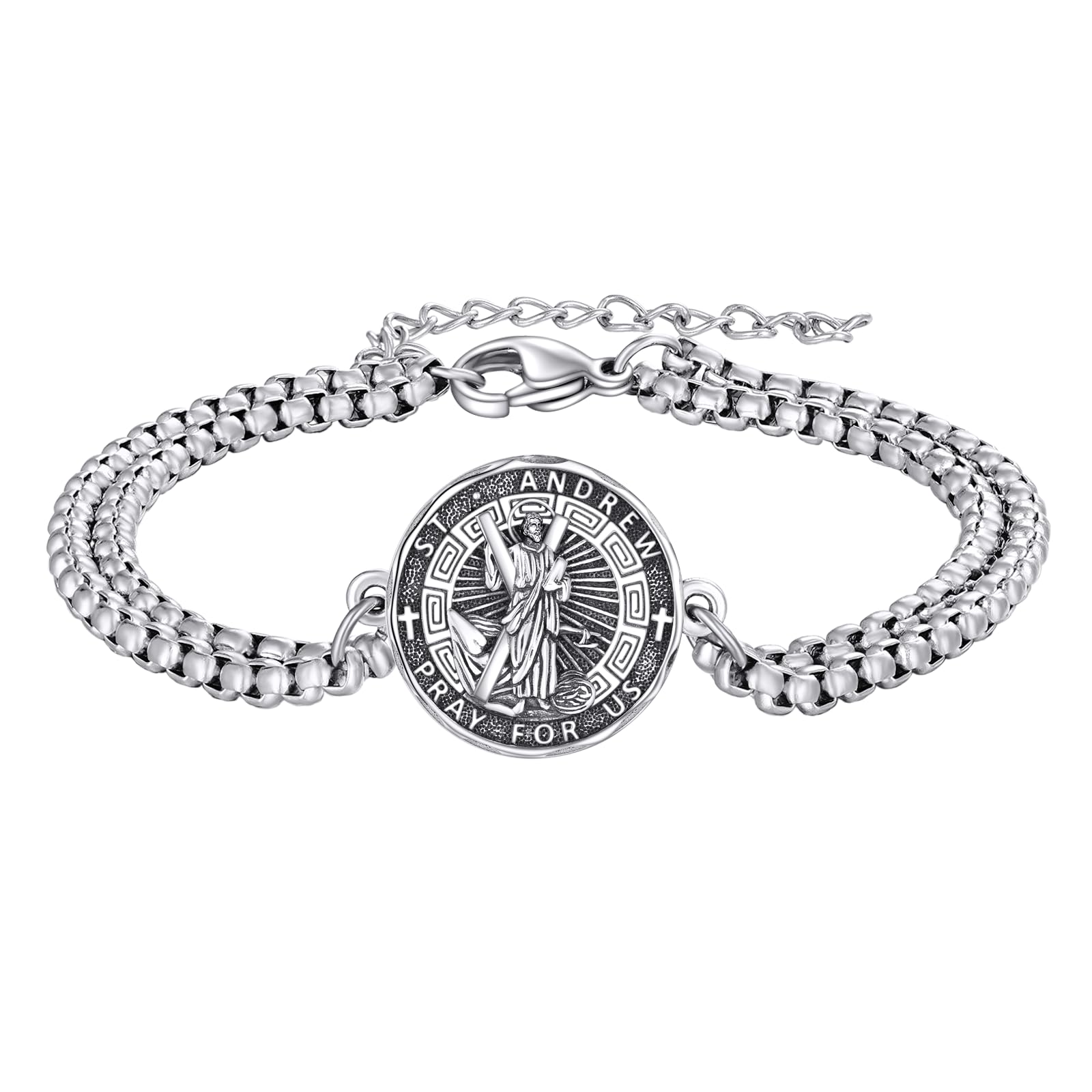 YFN Patron Saint Bracelet Sterling Silver Religious Protector Bracelet Jewelry Gift for Women Men