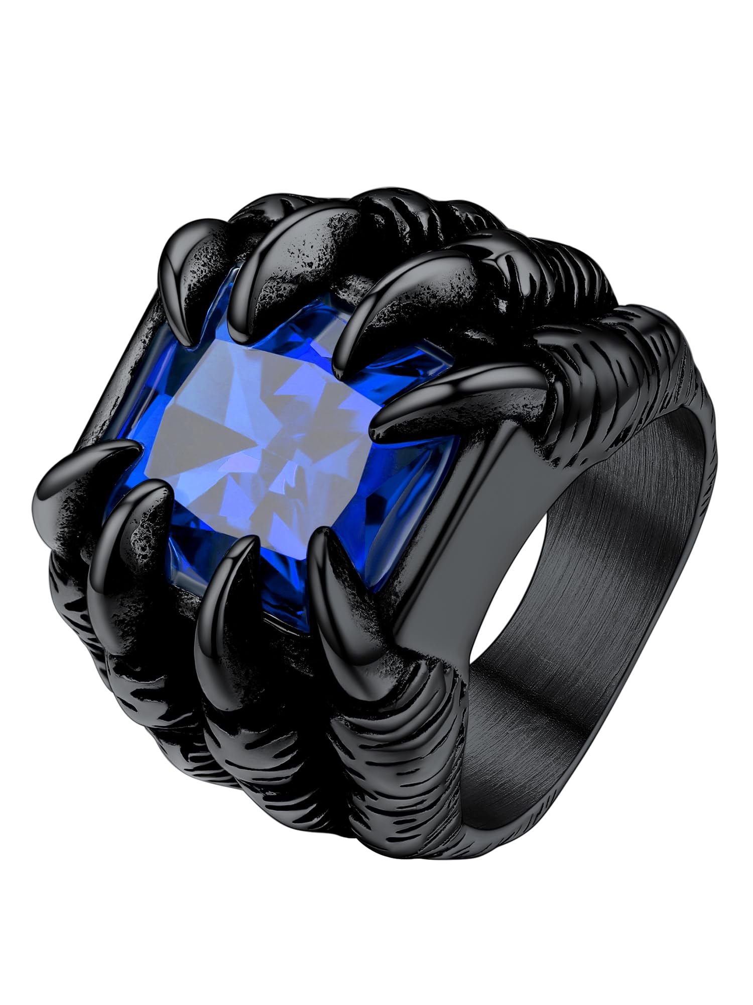 PROSTEEL Mens Gothic Biker Ring, 316L Stainless Steel Dragon Claw Eye Ring/Raven Skull Ring/Octopus Ring, Cool and Masculine, Size 7-14, Black/18K Gold Plated, Come with Box