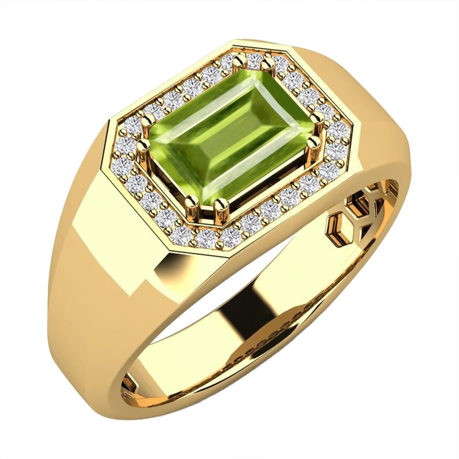 3ct Emerald Cut Gemstone Ring for Men 10K 14K 18K Real Gold Mens Gemstone Engagement Ring Luxury Mens Rings for Dad Husband Jewelry Gift for Birthday Father’s Day Valentine's Day
