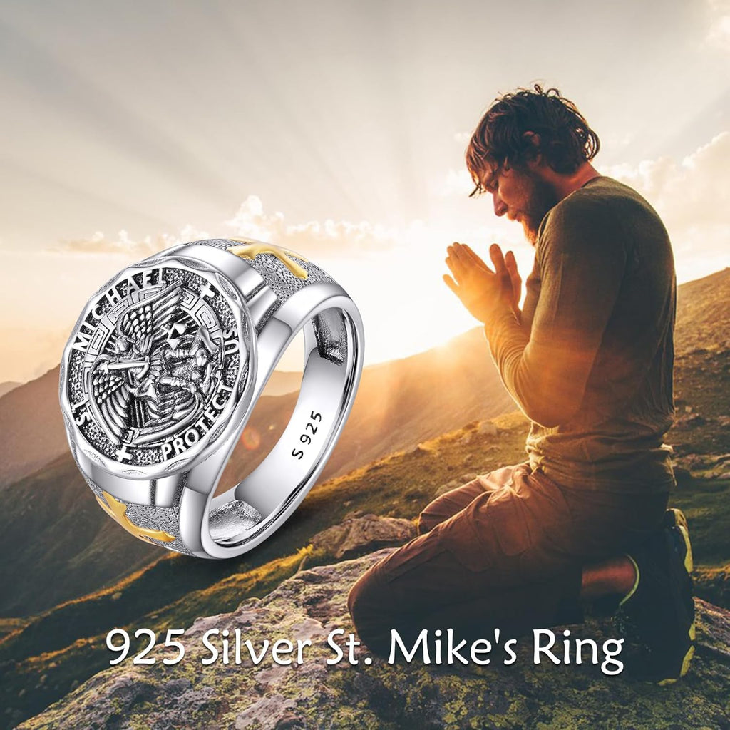 YFN Patron Saint Ring Sterling Silver Religious Protector Ring Jewelry Gifts for Women Men
