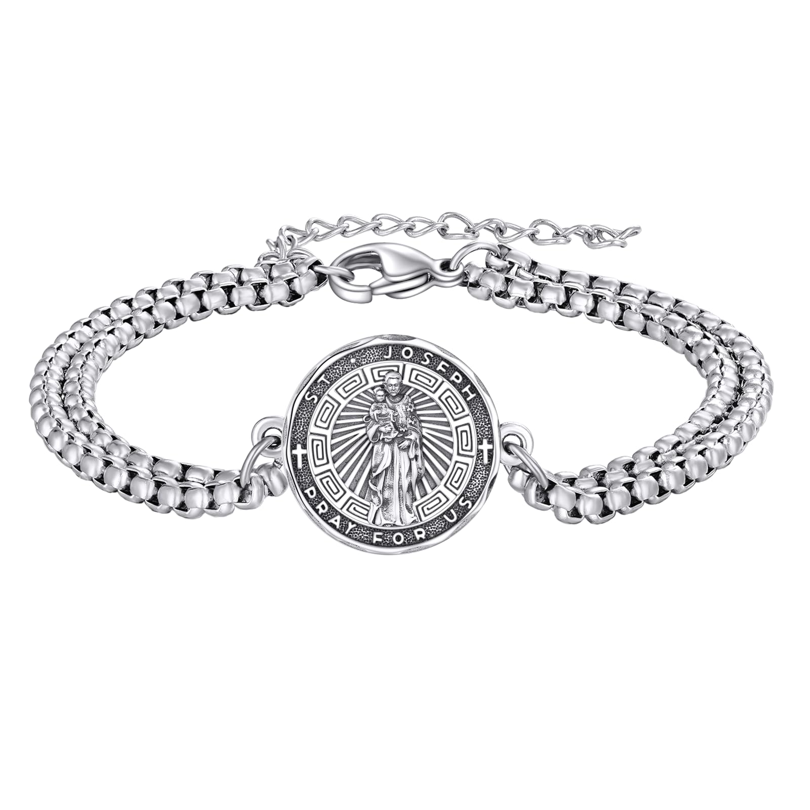 YFN Patron Saint Bracelet Sterling Silver Religious Protector Bracelet Jewelry Gift for Women Men