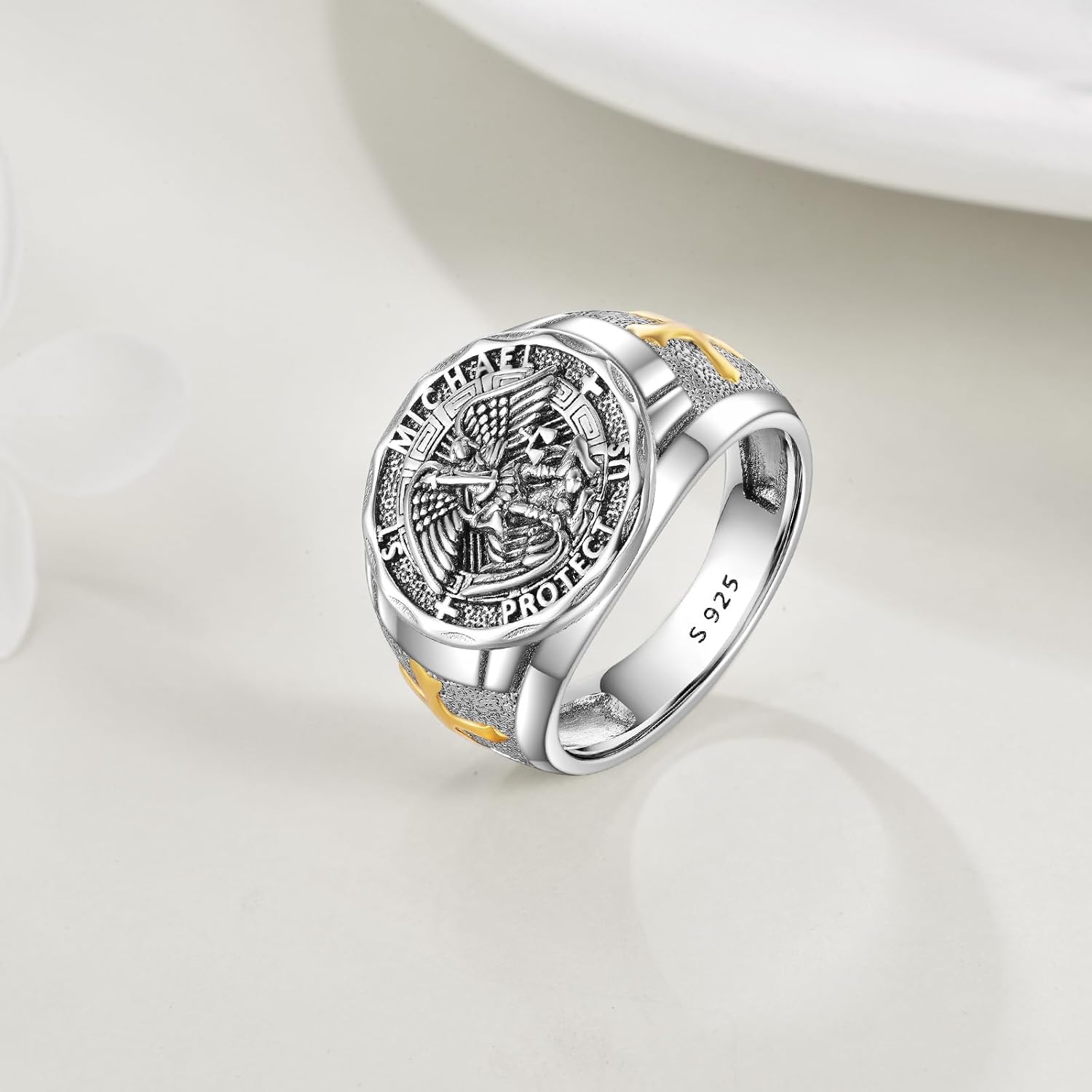 YFN Patron Saint Ring Sterling Silver Religious Protector Ring Jewelry Gifts for Women Men