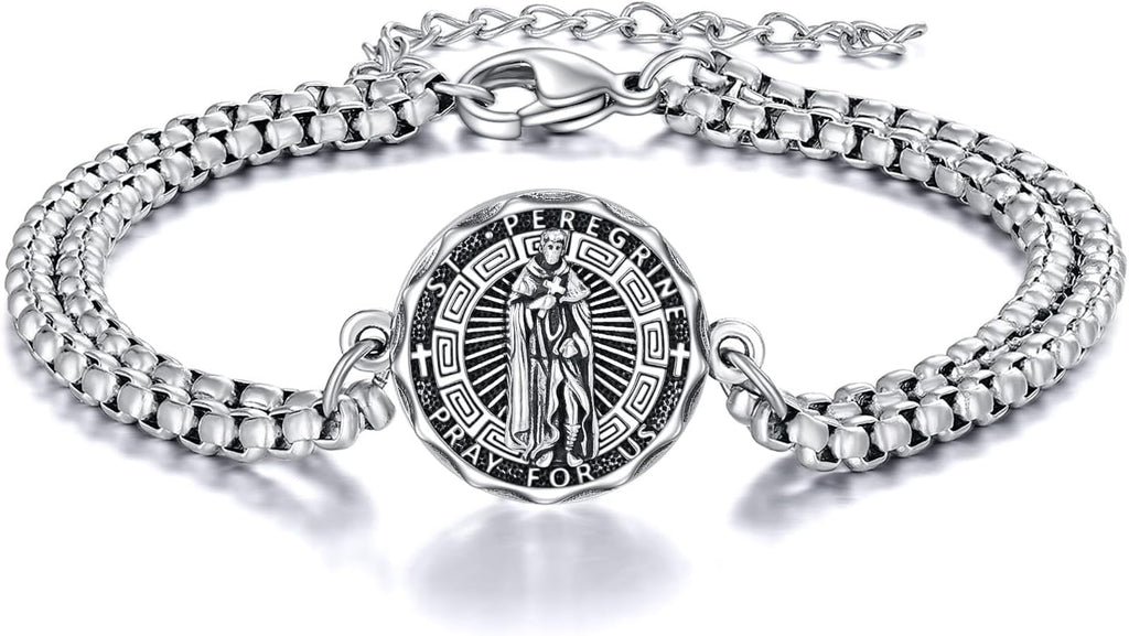 YFN Patron Saint Bracelet Sterling Silver Religious Protector Bracelet Jewelry Gift for Women Men