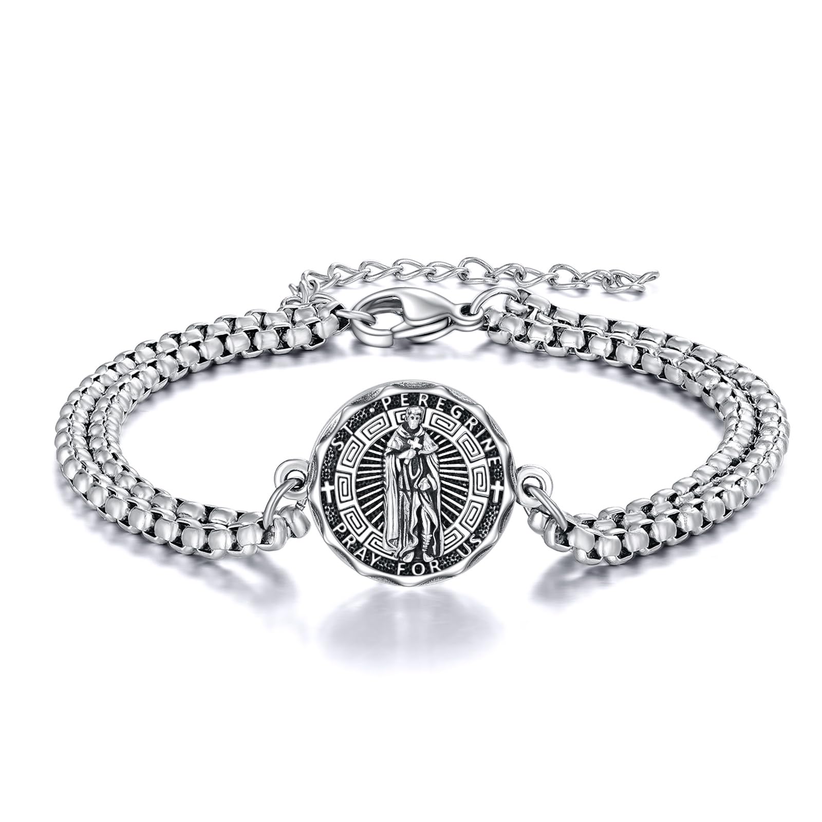 YFN Patron Saint Bracelet Sterling Silver Religious Protector Bracelet Jewelry Gift for Women Men