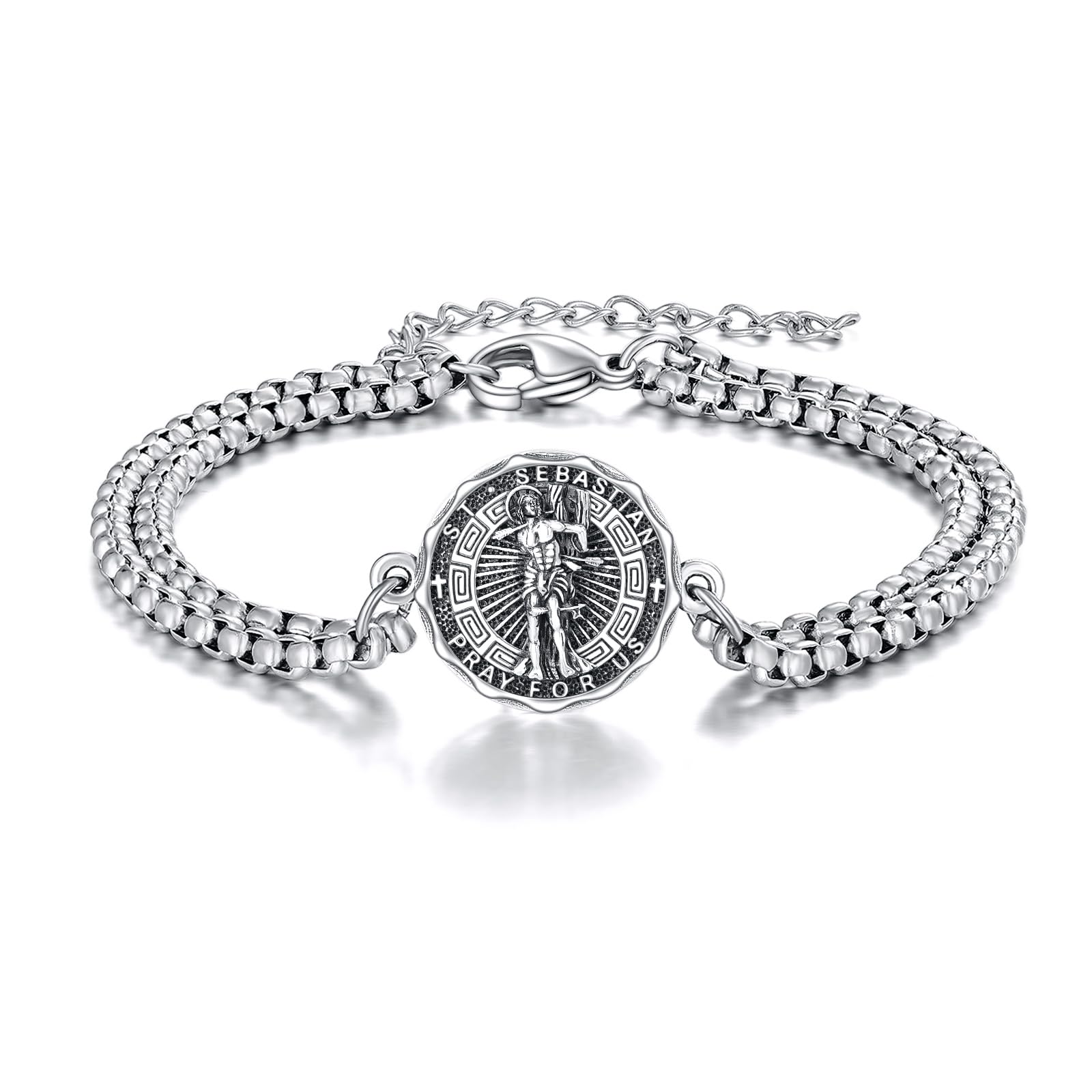 YFN Patron Saint Bracelet Sterling Silver Religious Protector Bracelet Jewelry Gift for Women Men