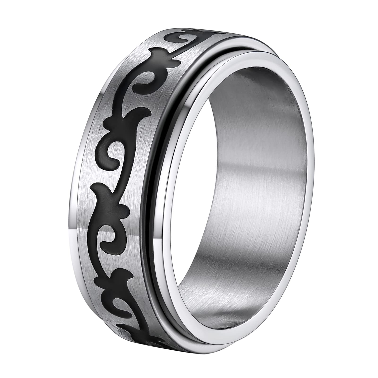 Supcare Men Women Fidget Ring,Nordic/Celtic/Moon Star Spinner Ring Jewelry Custom Name Ring Gifts for Christmas,Size 7-14 (with Jewelry Gift Box)