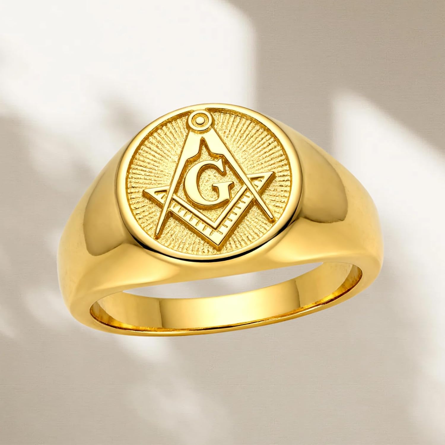 KQF Freemason Masonic Ring for Men Women 925 Sterling Silver or 10k 14k 18k Gold Mason Signet Band Masonic Jewelry Sizes 4-16 Gift for Anniversary Birthday Graduation