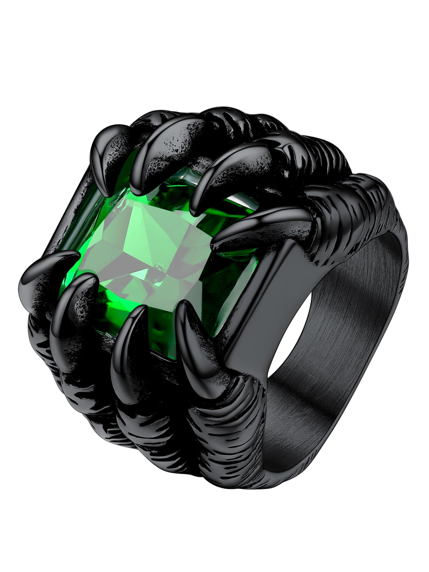 PROSTEEL Mens Gothic Biker Ring, 316L Stainless Steel Dragon Claw Eye Ring/Raven Skull Ring/Octopus Ring, Cool and Masculine, Size 7-14, Black/18K Gold Plated, Come with Box