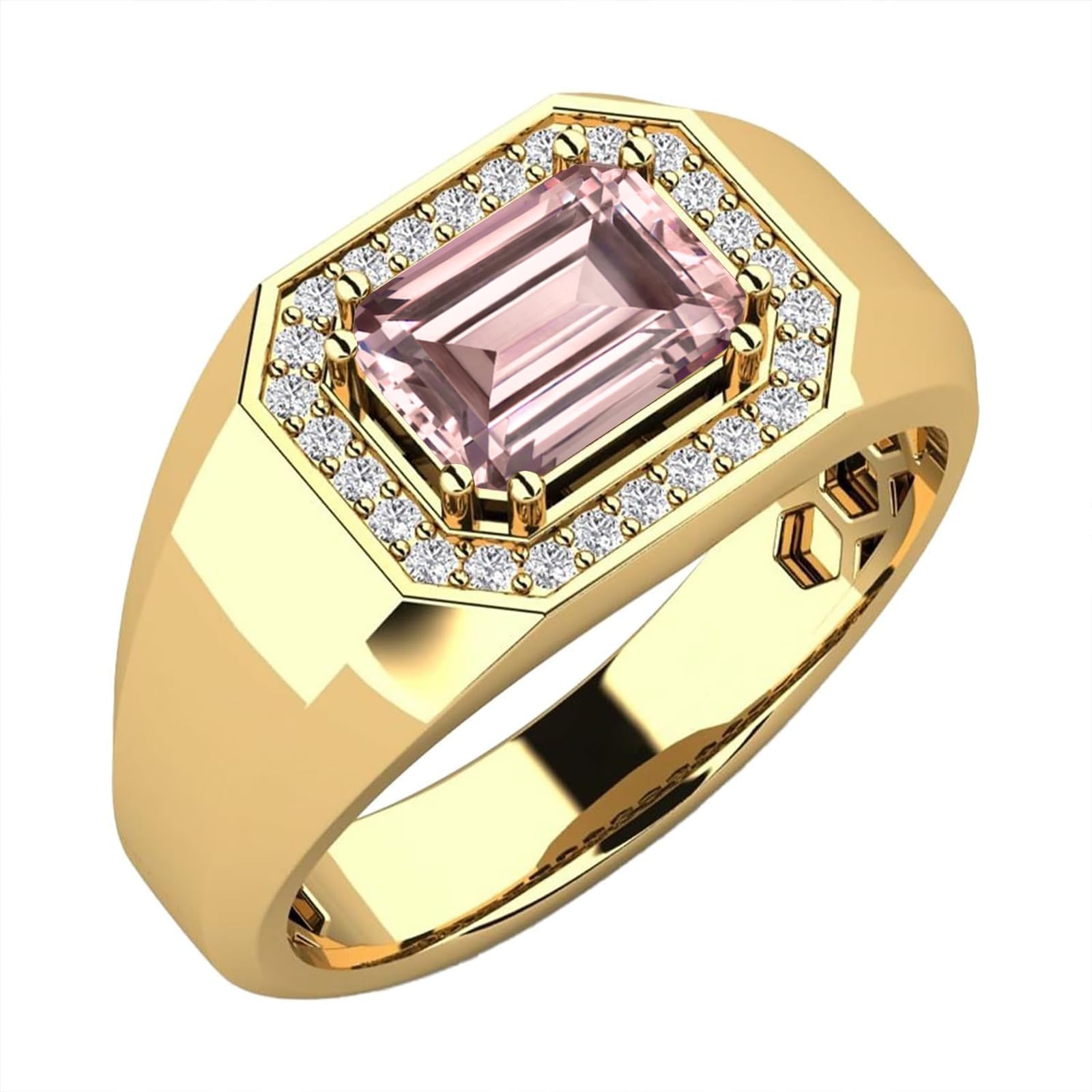 3ct Emerald Cut Gemstone Ring for Men 10K 14K 18K Real Gold Mens Gemstone Engagement Ring Luxury Mens Rings for Dad Husband Jewelry Gift for Birthday Father’s Day Valentine's Day