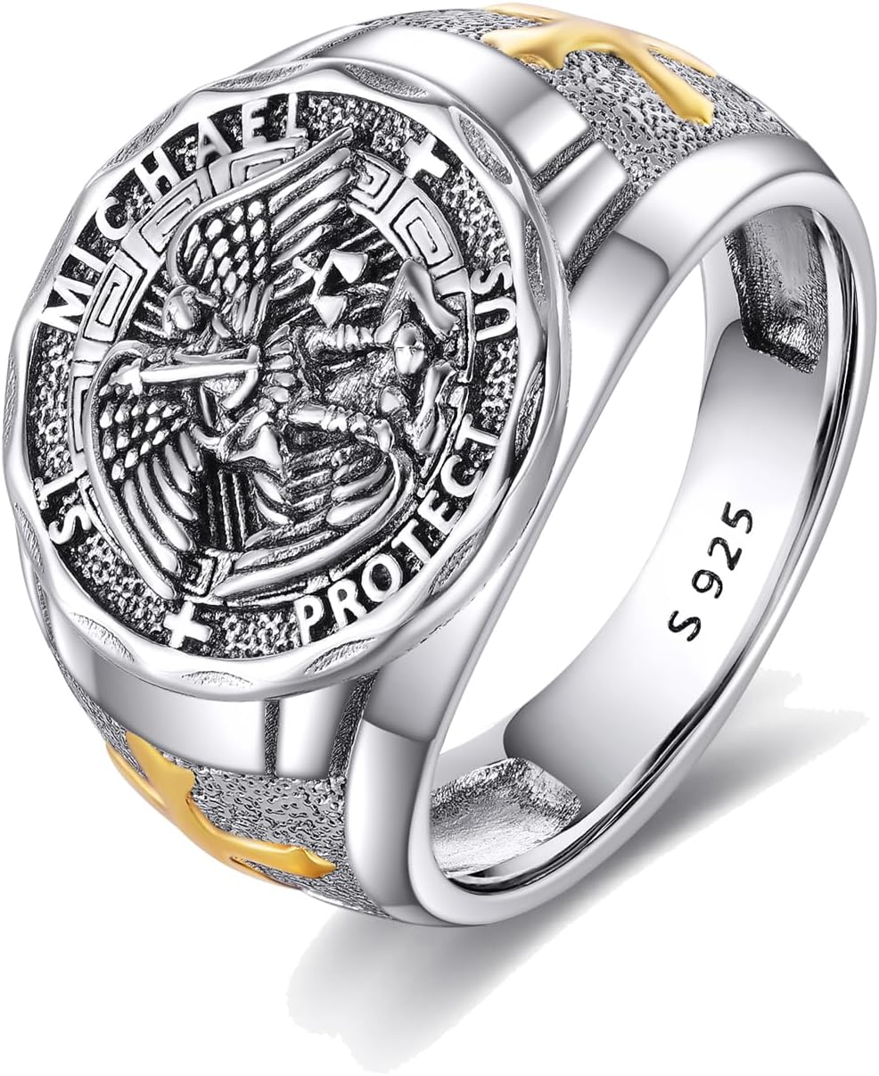 YFN Patron Saint Ring Sterling Silver Religious Protector Ring Jewelry Gifts for Women Men
