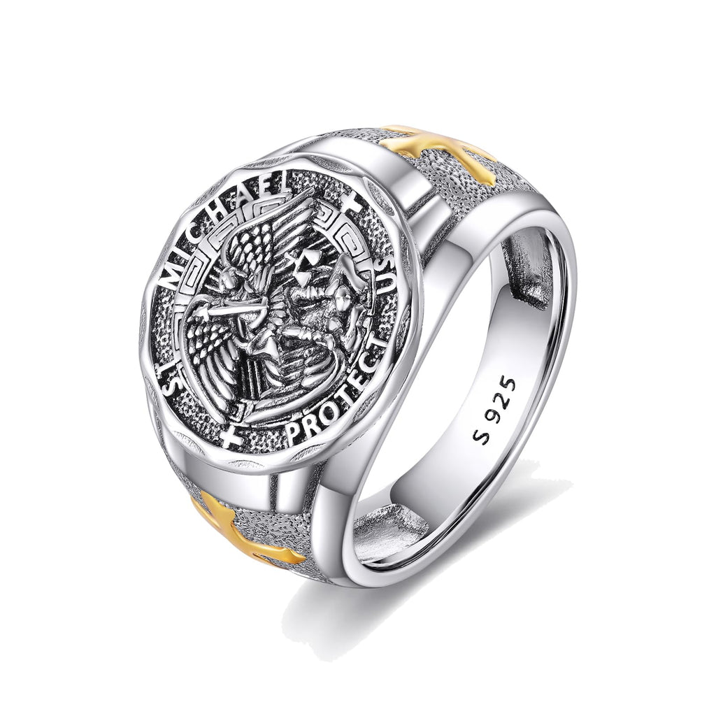 YFN Patron Saint Ring Sterling Silver Religious Protector Ring Jewelry Gifts for Women Men