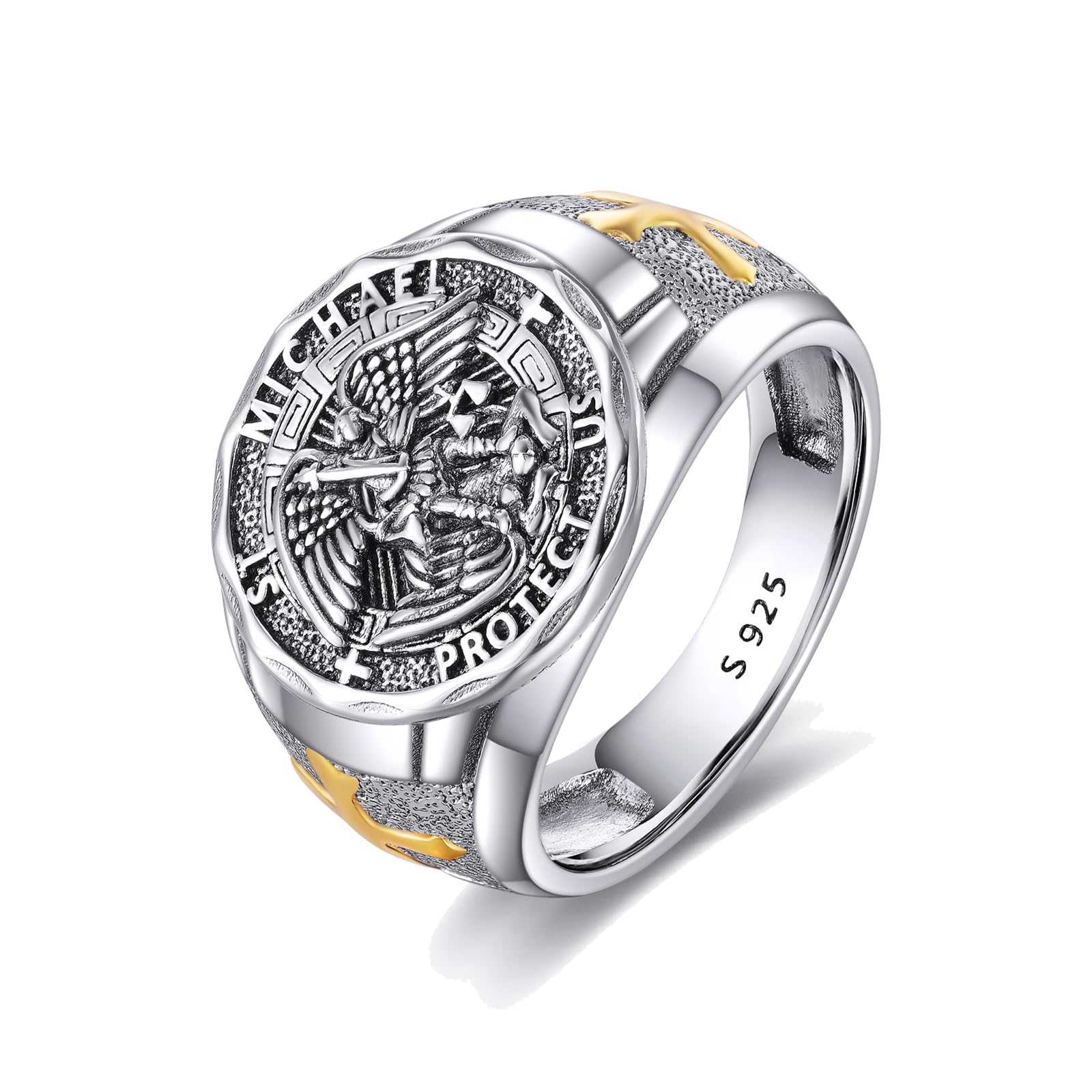 YFN Patron Saint Ring Sterling Silver Religious Protector Ring Jewelry Gifts for Women Men
