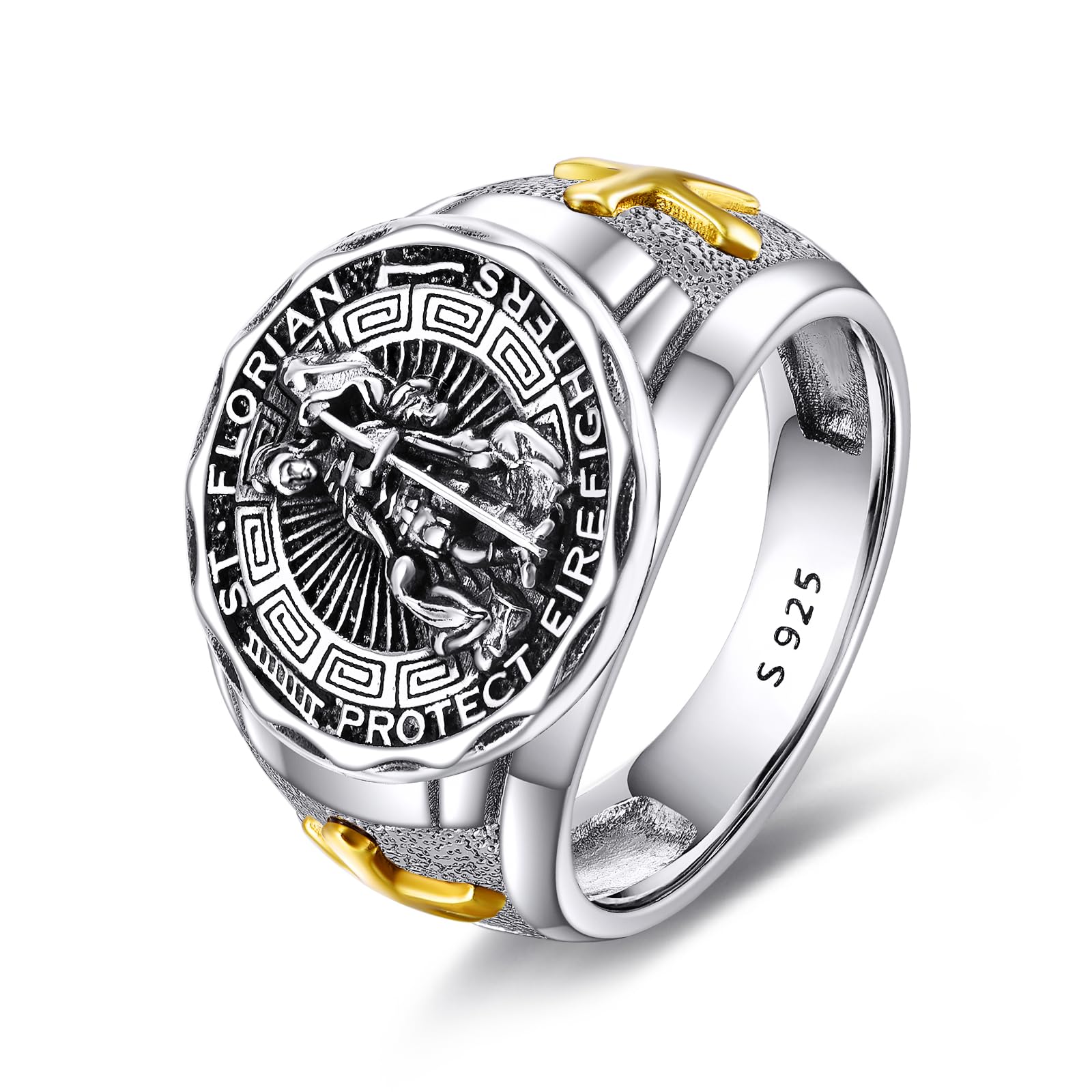 YFN Patron Saint Ring Sterling Silver Religious Protector Ring Jewelry Gifts for Women Men