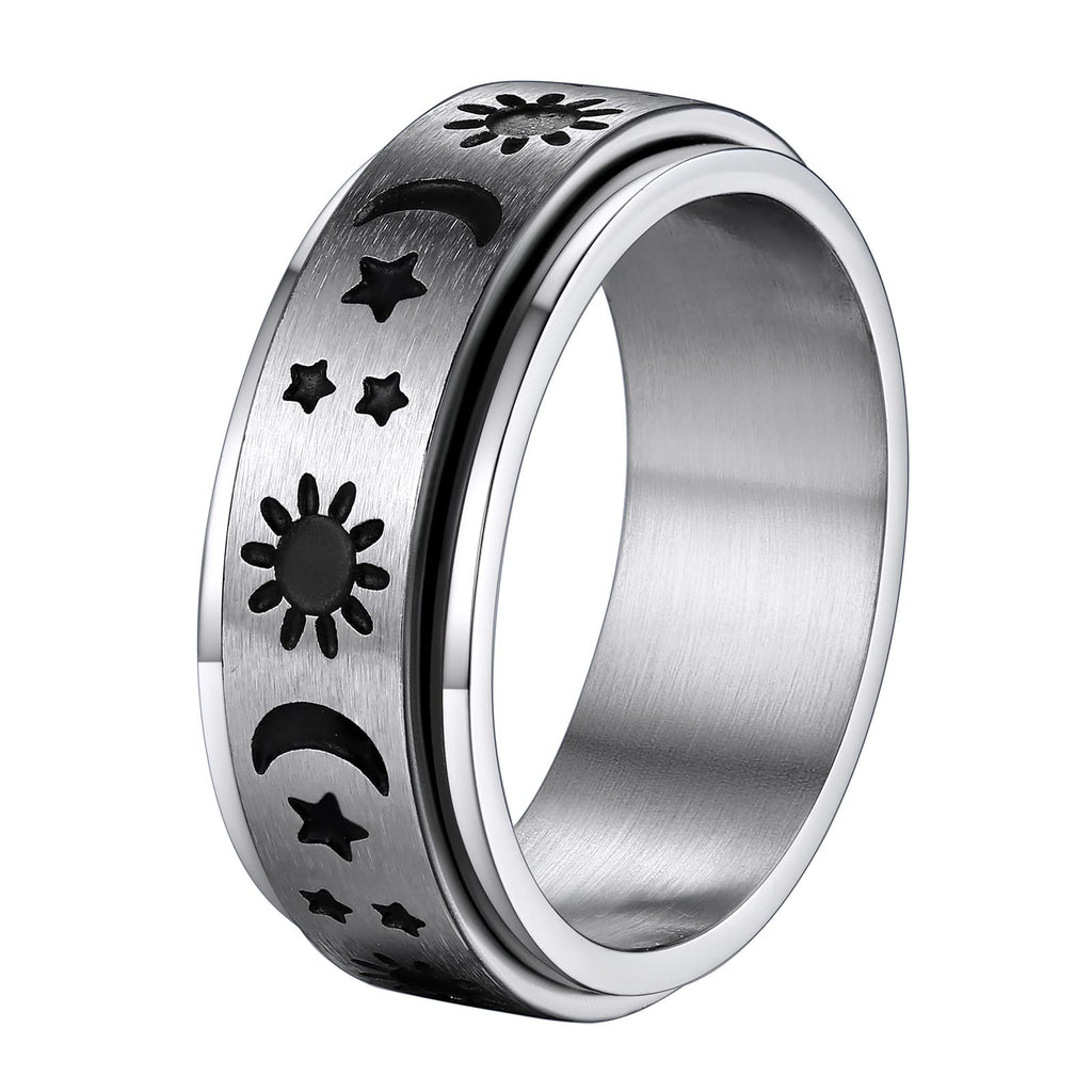 Supcare Men Women Fidget Ring,Nordic/Celtic/Moon Star Spinner Ring Jewelry Custom Name Ring Gifts for Christmas,Size 7-14 (with Jewelry Gift Box)