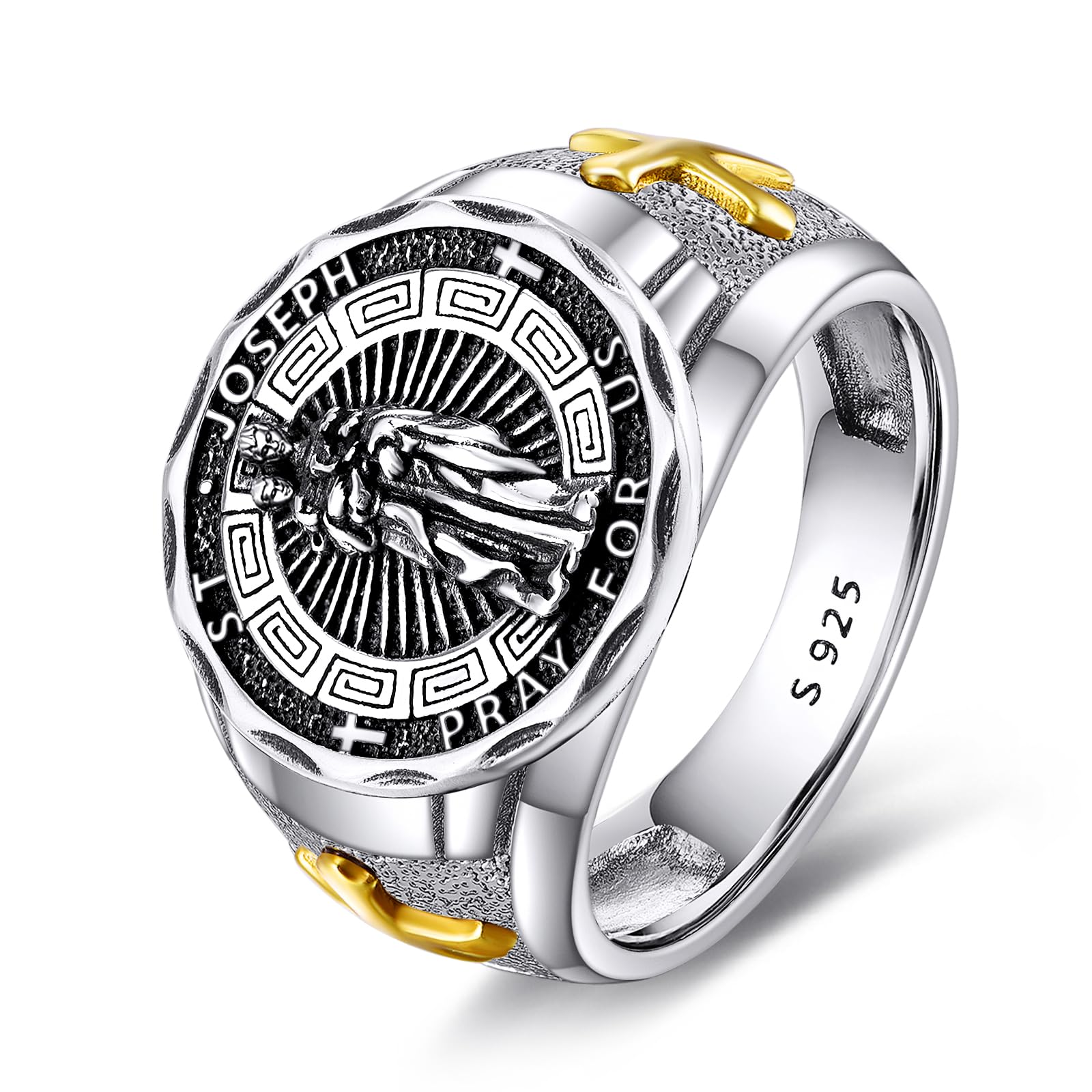 YFN Patron Saint Ring Sterling Silver Religious Protector Ring Jewelry Gifts for Women Men