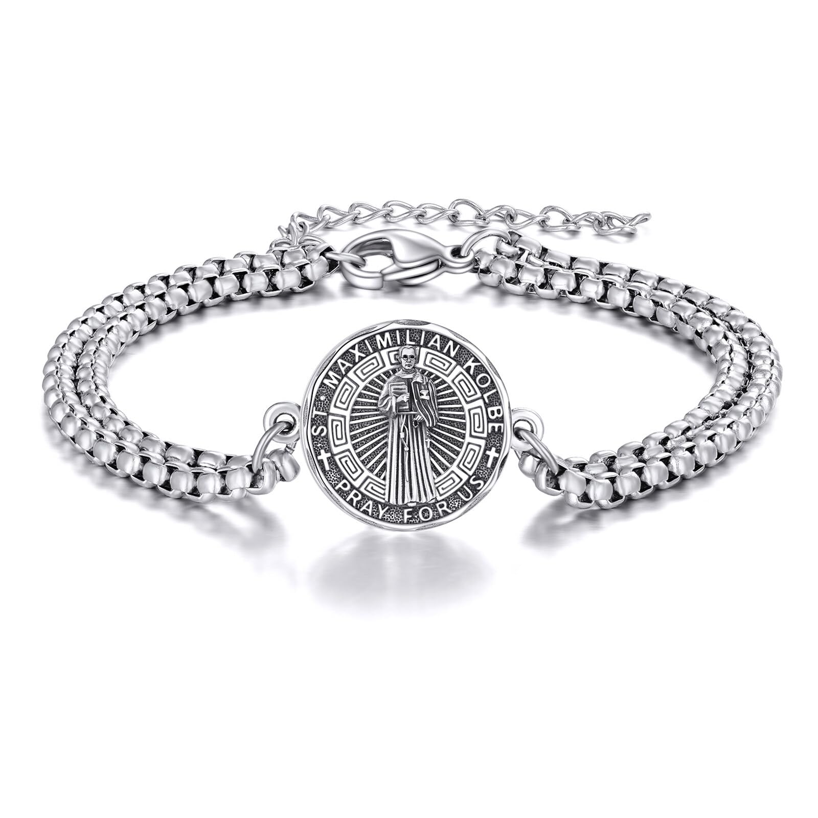 YFN Patron Saint Bracelet Sterling Silver Religious Protector Bracelet Jewelry Gift for Women Men