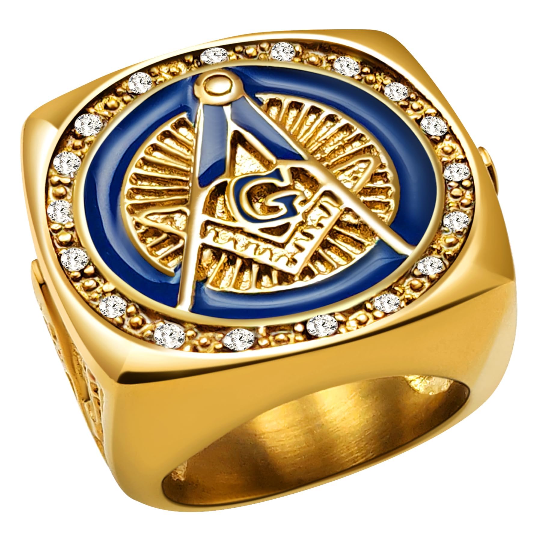Masonic Signet Rings for Men, 316L Stainless Steel/18K Real Gold/Black Metal Freemason Jewelry, Punk Biker Mason Ring, Size 7-12